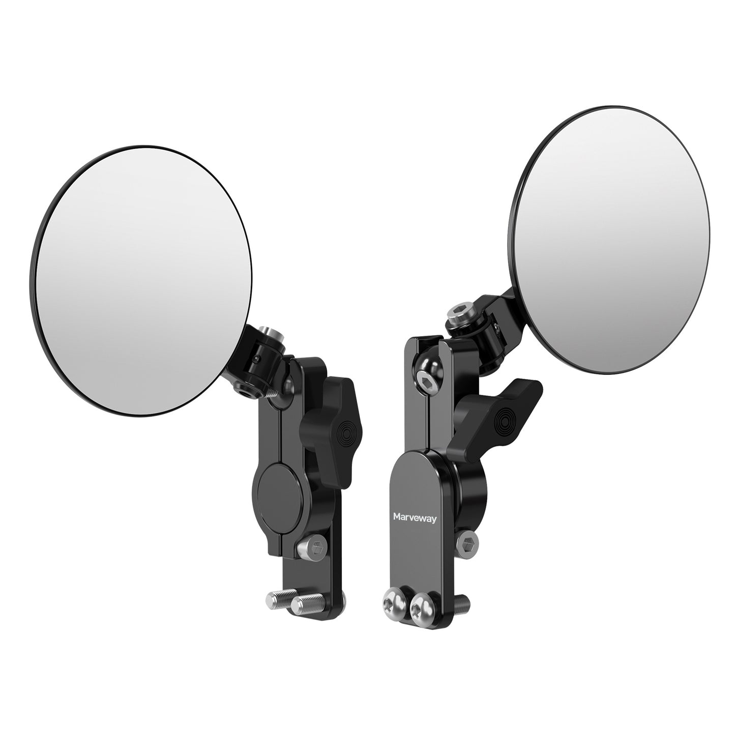MARVEWAY Motorcycle Hand Guard Round Adjustable Quick Flip Convex Mirrors Kit