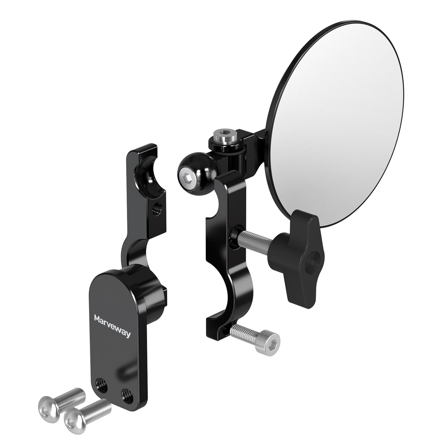 MARVEWAY Motorcycle Hand Guard Round Adjustable Quick Flip Convex Mirrors Kit
