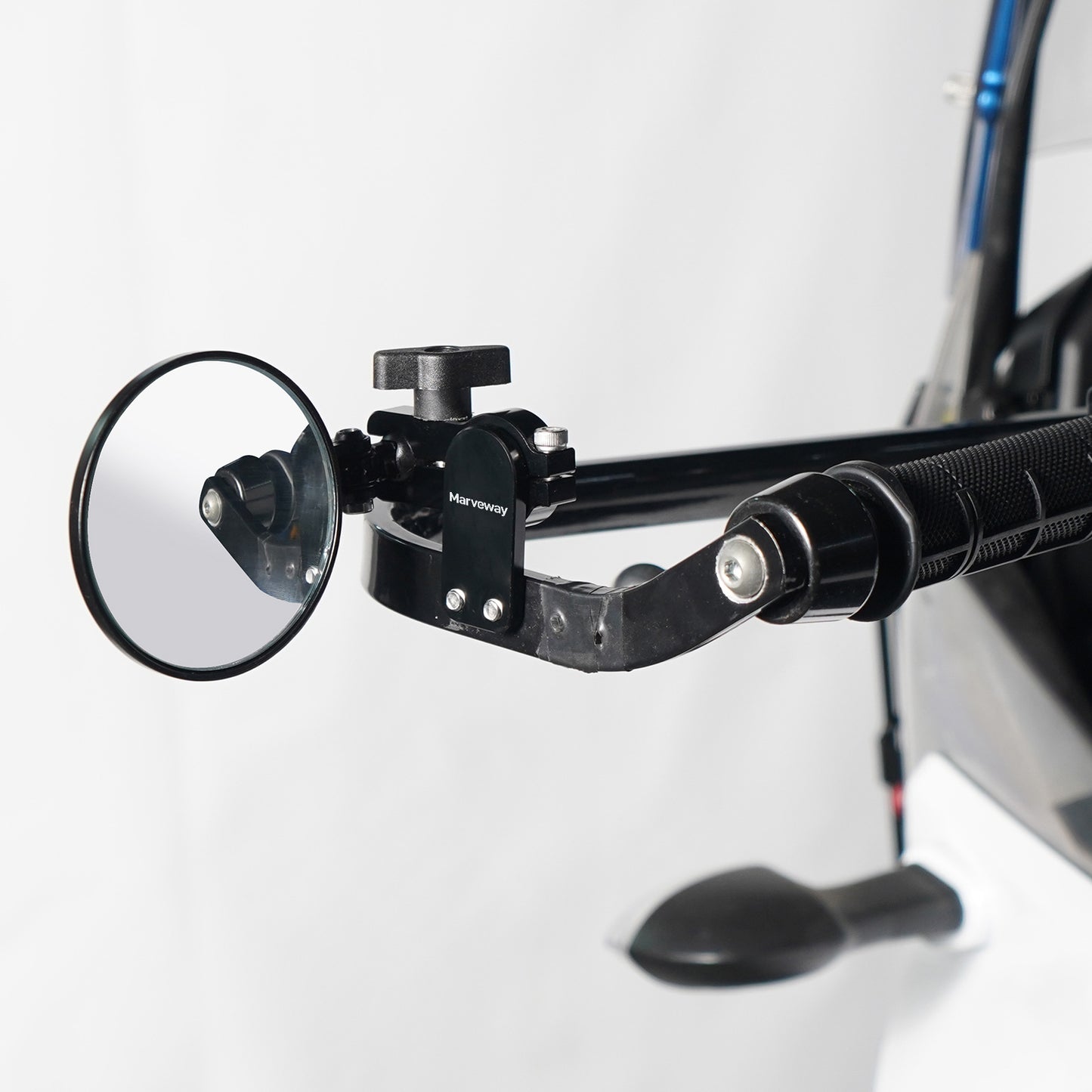 MARVEWAY Motorcycle Hand Guard Round Adjustable Quick Flip Convex Mirrors Kit
