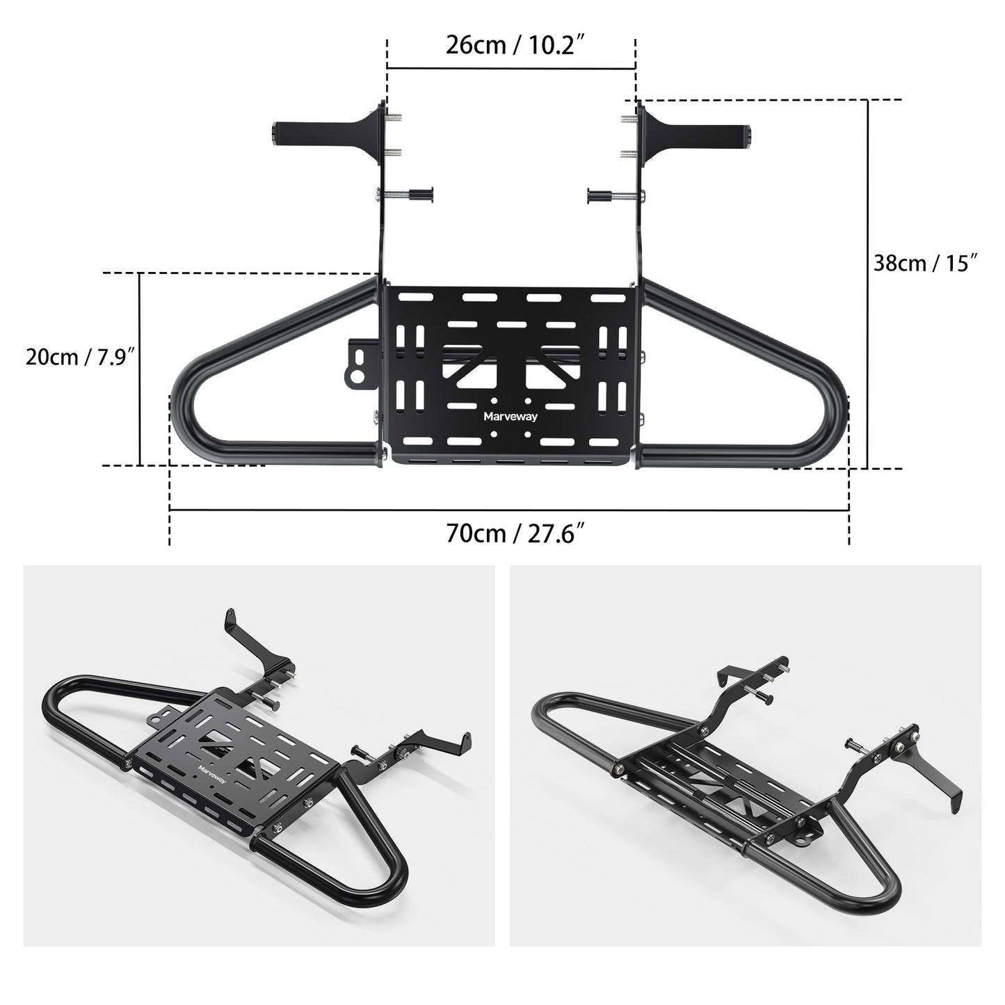 MARVEWAY ATV Rear Grab Bar Luggage Rack For Yamaha Raptor 700/700R 2006-2024