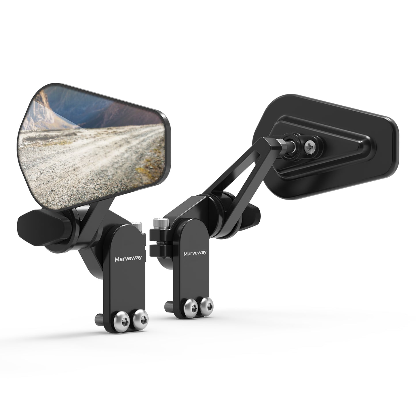 MARVEWAY Upgraded Quick Flip Arrow Folding Mirrors Kits For Universal Motorcycle Hand Guard