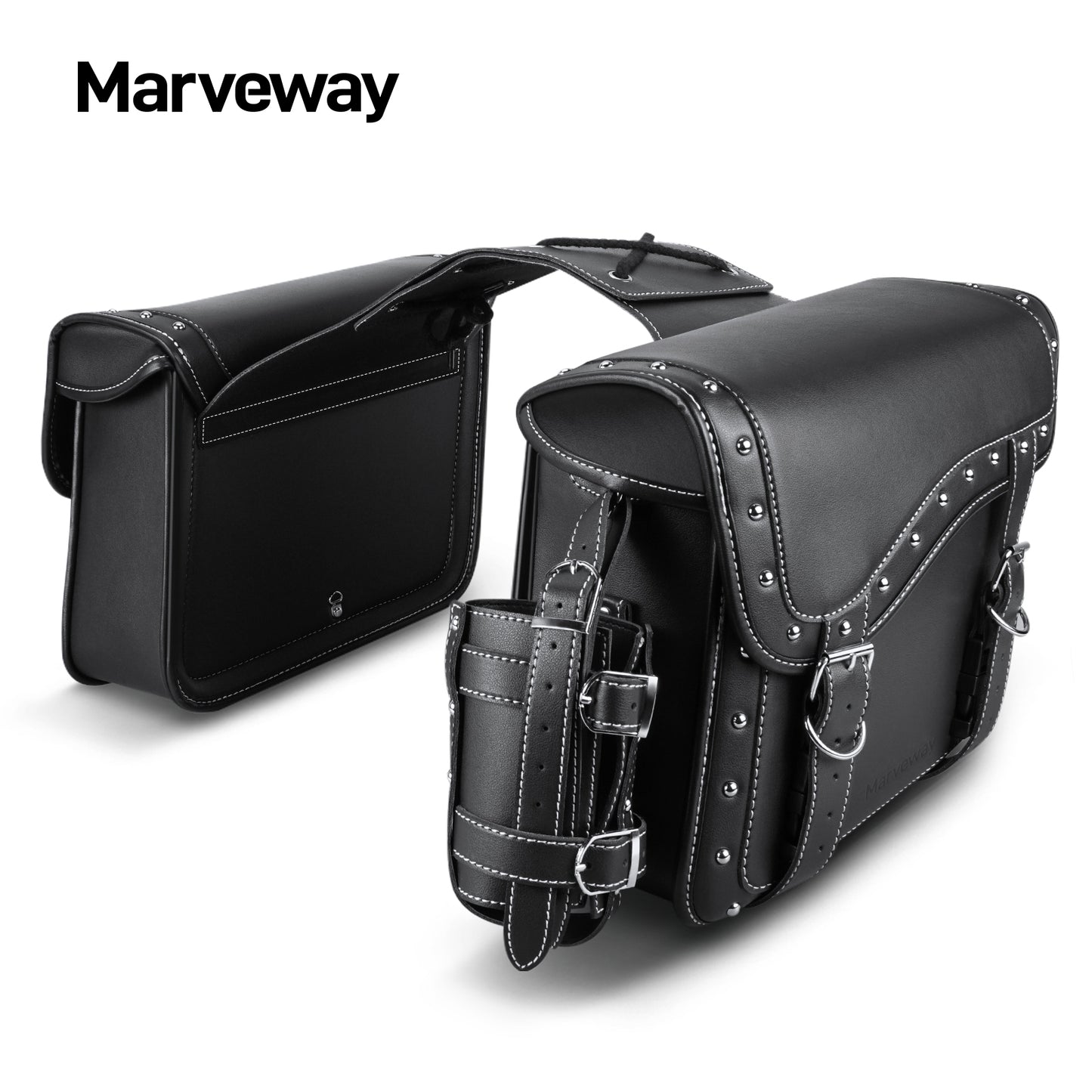 MARVEWAY Saddle Bags PU leather Reinforced Straps & Saddle Piece with Cup Holder