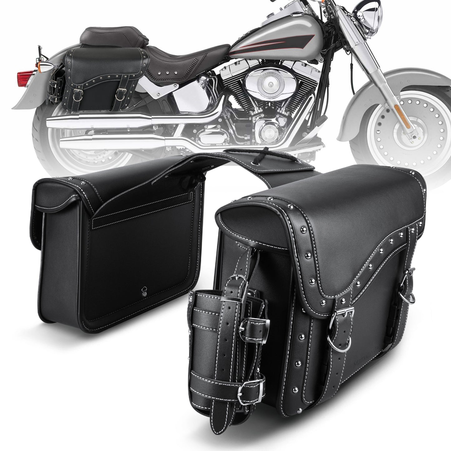 MARVEWAY Saddle Bags PU leather Reinforced Straps & Saddle Piece with Cup Holder