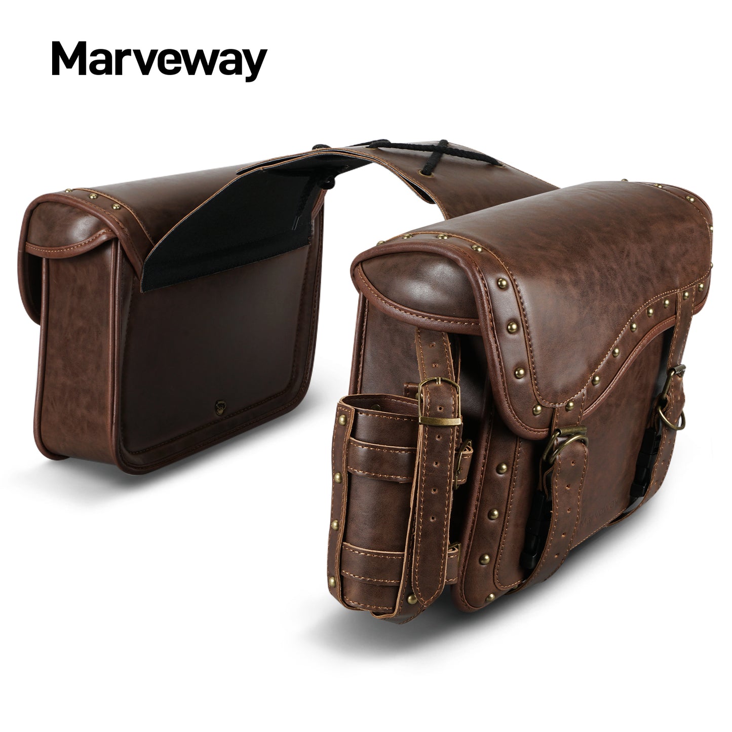 MARVEWAY Saddle Bags PU leather Reinforced Straps & Saddle Piece with Cup Holder