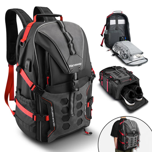 Marveway Motorcycle Helmet Bag Upgrade 35L with Shoe Compartment Hiking