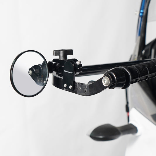 MARVEWAY Motorcycle Hand Guard Round Adjustable Quick Flip Convex Mirrors Kit