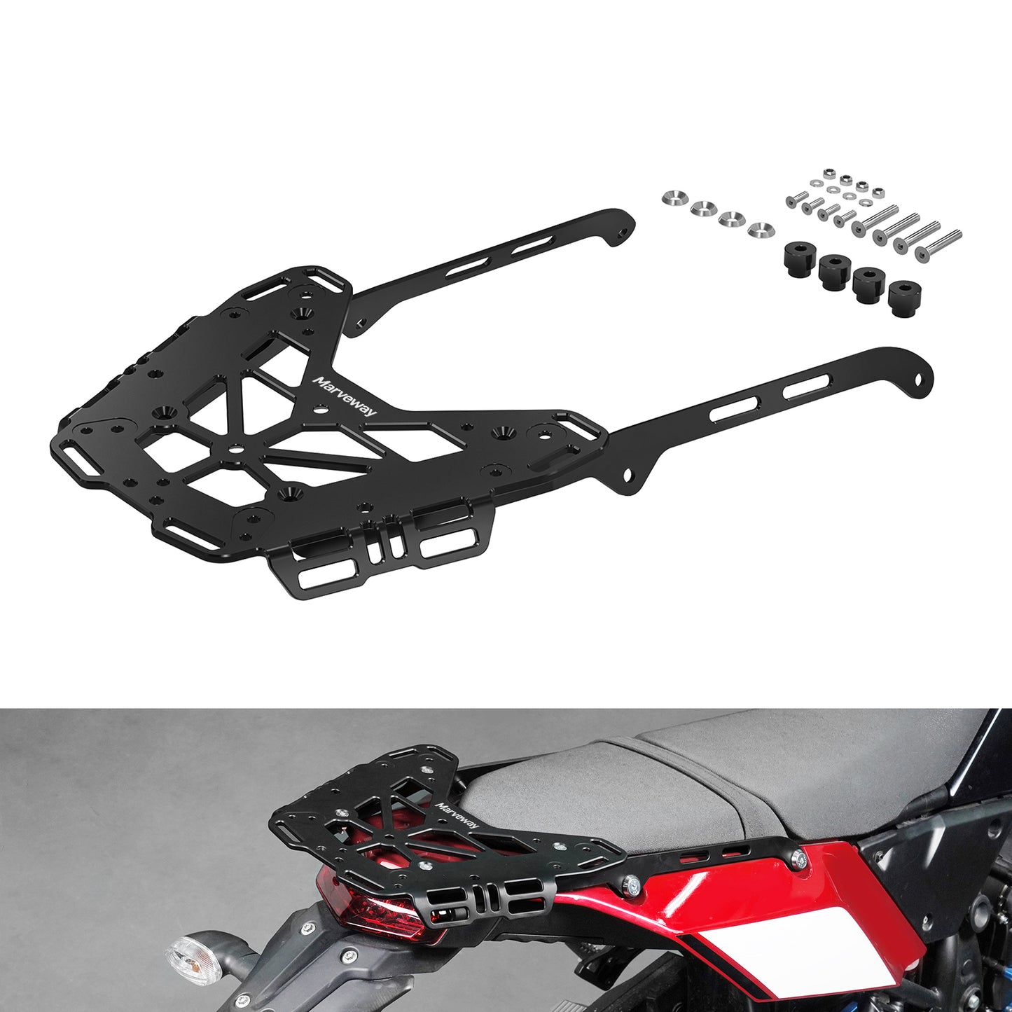 MARVEWAY Rear Luggage Rack Frame for Yamaha Tenere 700 /XTZ700 2019-2024
