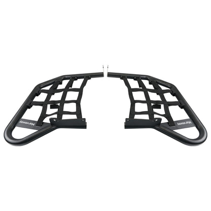 MARVEWAY Pair ATV Nerf Bars Peg Heel Guards Netted Protection For Yamaha Raptor 700 06-24