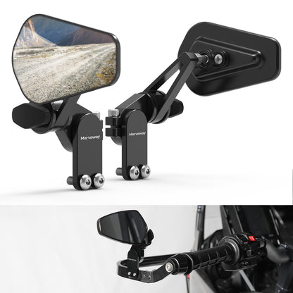 MARVEWAY Upgraded Quick Flip Arrow Folding Mirrors Kits For Universal Motorcycle Hand Guard