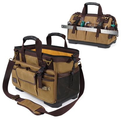 MARVEWAY Vintage Waxed Canvas 16 Inch Mechanic Electrician 31 Pockets Tool Bag