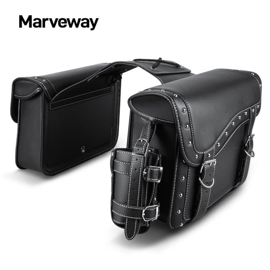 MARVEWAY Saddle Bags PU leather Reinforced Straps & Saddle Piece with Cup Holder
