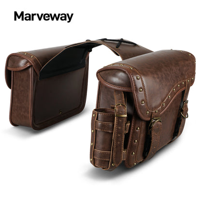 MARVEWAY Saddle Bags PU leather Reinforced Straps & Saddle Piece with Cup Holder