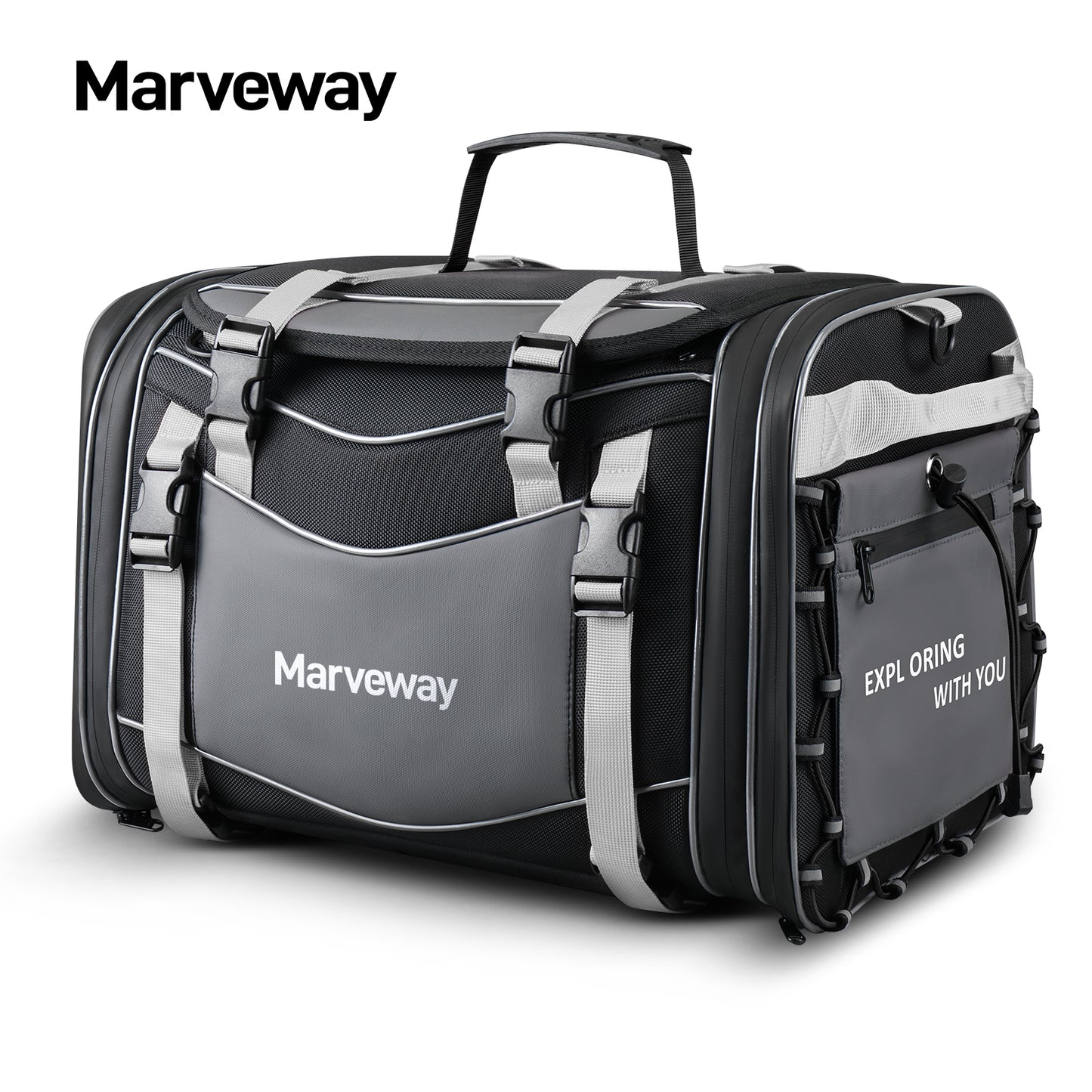 MARVEWAY Multi-functional Motorcycle Tail Bag 53L Expandable Luggage Rack Bag Trunk Helmet Storage Bag