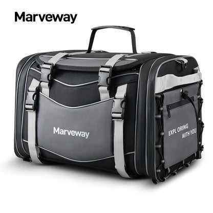 MARVEWAY Multi-functional Motorcycle Tail Bag 53L Expandable Luggage Rack Bag Trunk Helmet Storage Bag