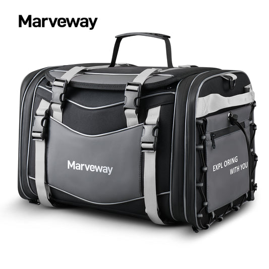 MARVEWAY Multi-functional Motorcycle Tail Bag 53L Expandable Luggage Rack Bag Trunk Helmet Storage Bag
