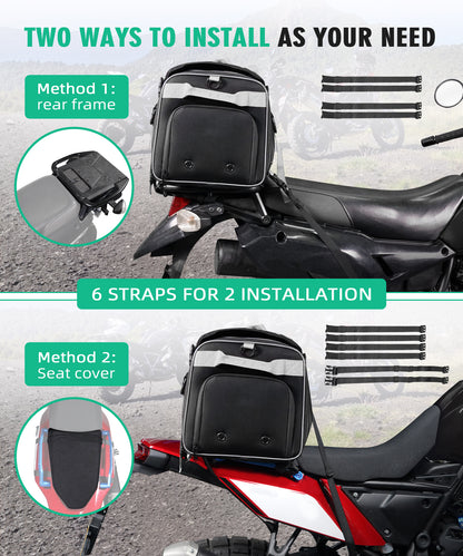 MARVEWAY Multi-functional Motorcycle Tail Bag 53L Expandable Luggage Rack Bag Trunk Helmet Storage Bag