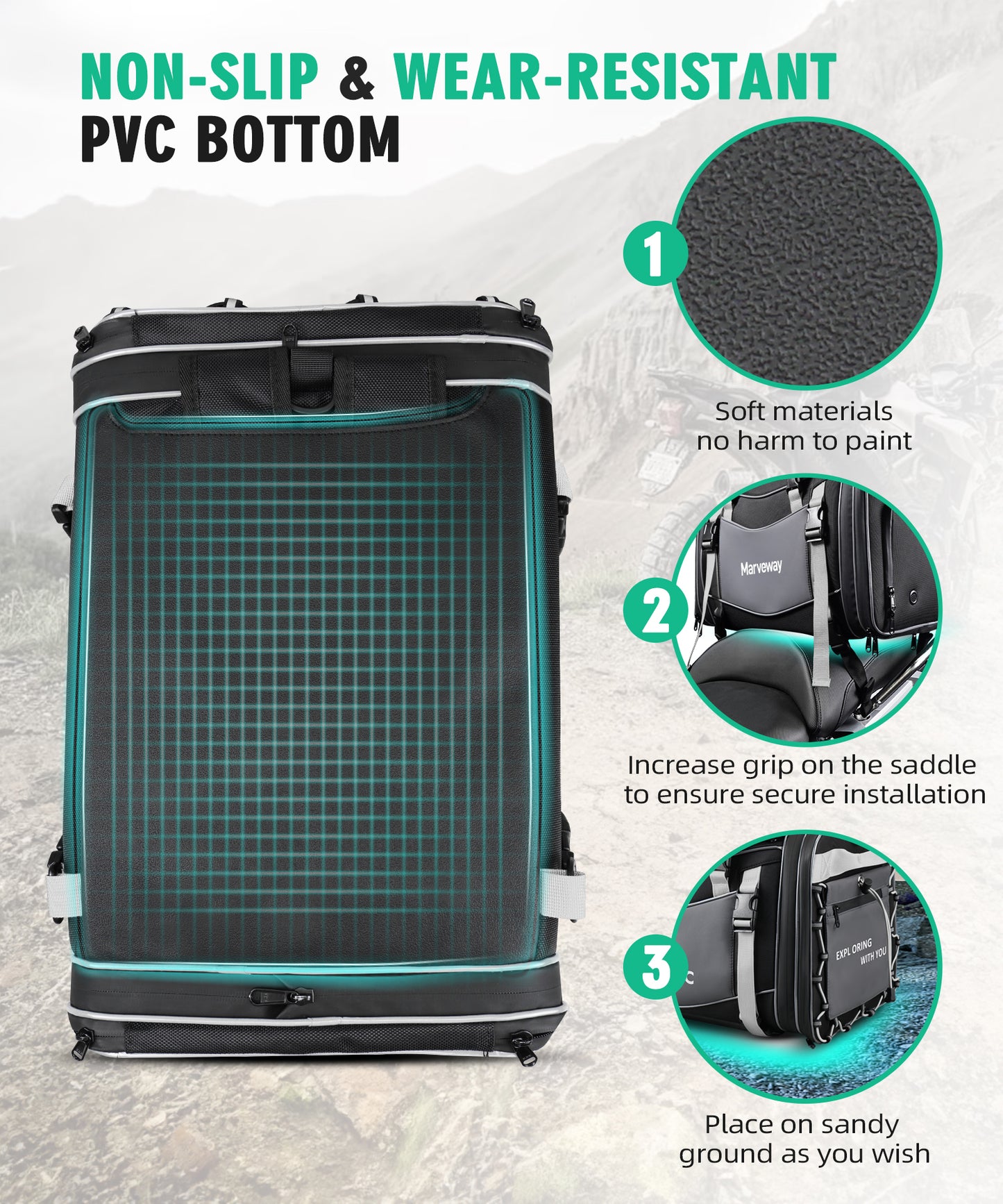 MARVEWAY Multi-functional Motorcycle Tail Bag 53L Expandable Luggage Rack Bag Trunk Helmet Storage Bag