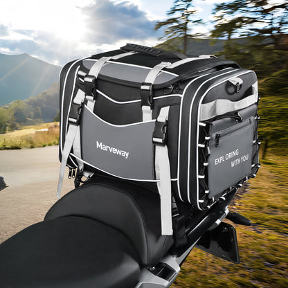 MARVEWAY Multi-functional Motorcycle Tail Bag 53L Expandable Luggage Rack Bag Trunk Helmet Storage Bag