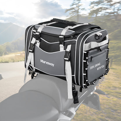MARVEWAY Multi-functional Motorcycle Tail Bag 53L Expandable Luggage Rack Bag Trunk Helmet Storage Bag