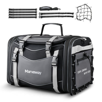 MARVEWAY Multi-functional Motorcycle Tail Bag 53L Expandable Luggage Rack Bag Trunk Helmet Storage Bag