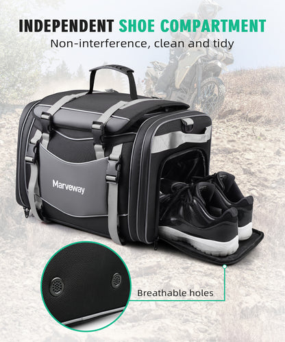 MARVEWAY Multi-functional Motorcycle Tail Bag 53L Expandable Luggage Rack Bag Trunk Helmet Storage Bag